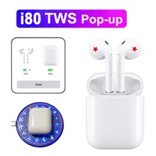 i80 TWS Original Wireless Bluetooth Headsets for iPhone i80 TWS i80 PK W1 chip i20 i30 i60 i100Hifi Earbuds Box Sports yison i80 silver