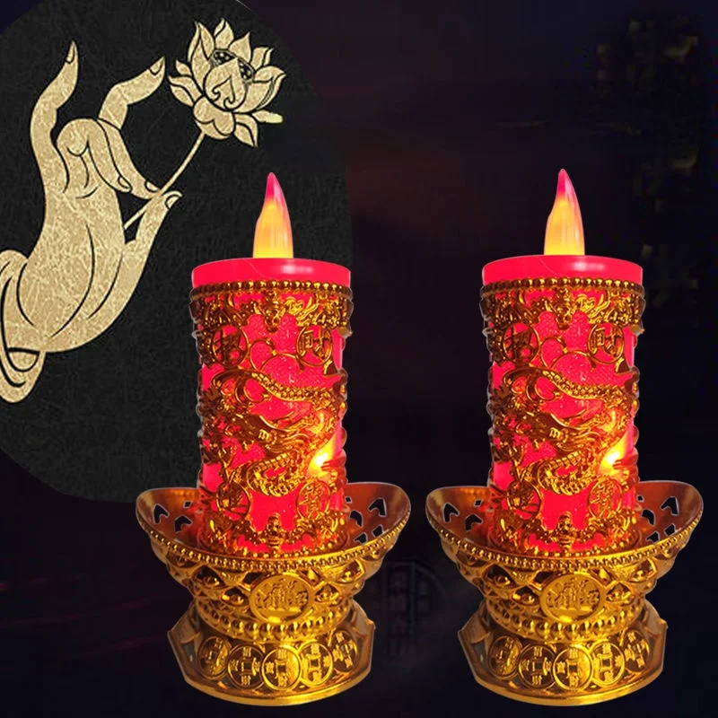 

Led Electronic Candle Lamp for Buddha with Battery Candle Lamp In Front of Buddha Wedding Celebration Pillar Candles Home Decor