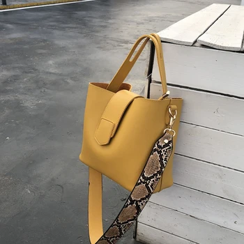 

2020 High Quality PU Leather Handbag Women Casual Tote Bag Female Large Shoulder Messenger Bags Handbag With Wide Strap #50