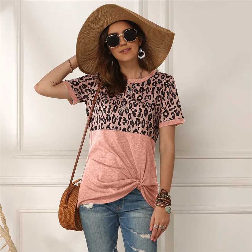 Leopard Print Tops For Women T Shirt Short Sleeve » Weftkart