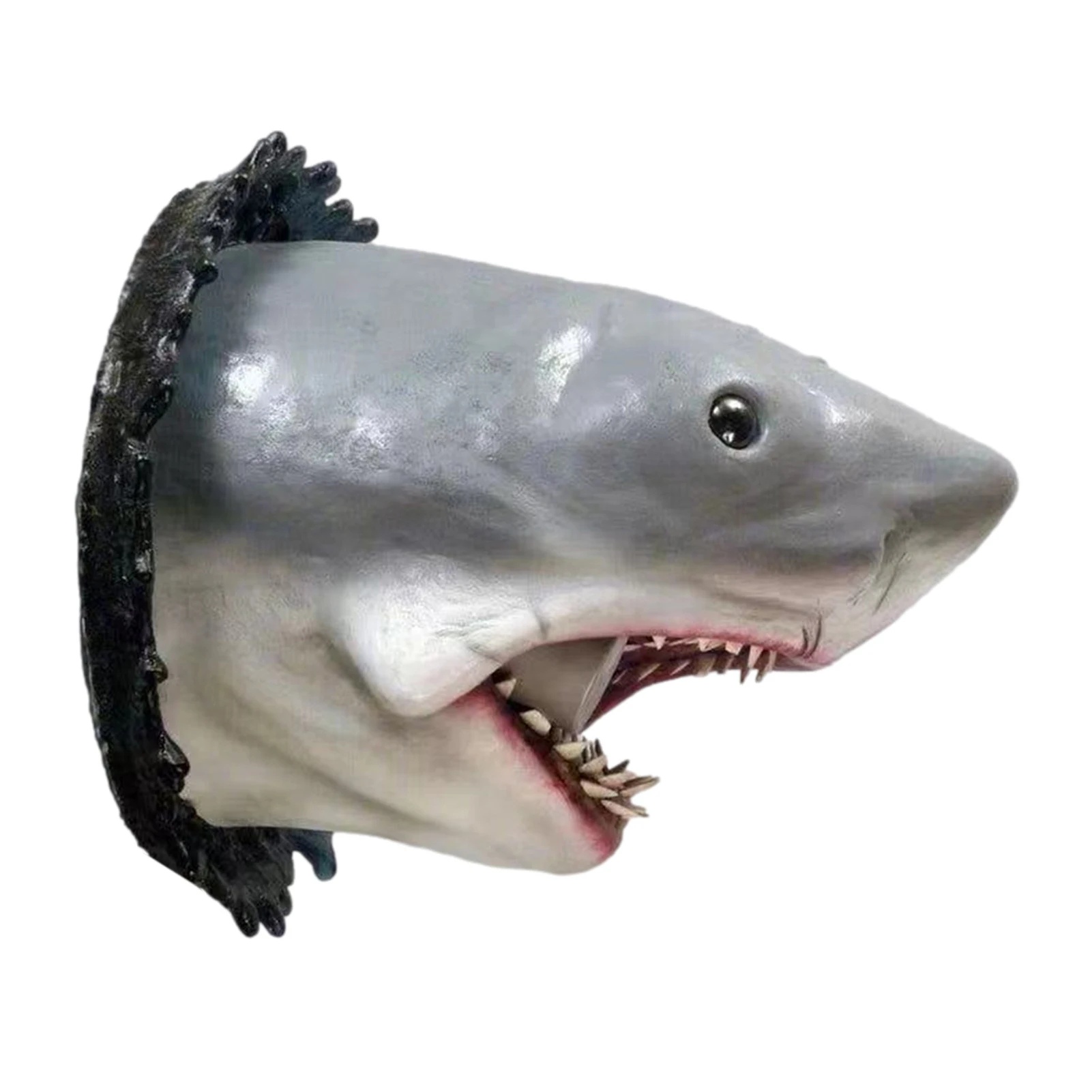 Shark Head Wall Mount Statue Bust Creative Wall Key Wallet Storage Decoration Resin Artwork Room Props Wall Hanging Ornament 
