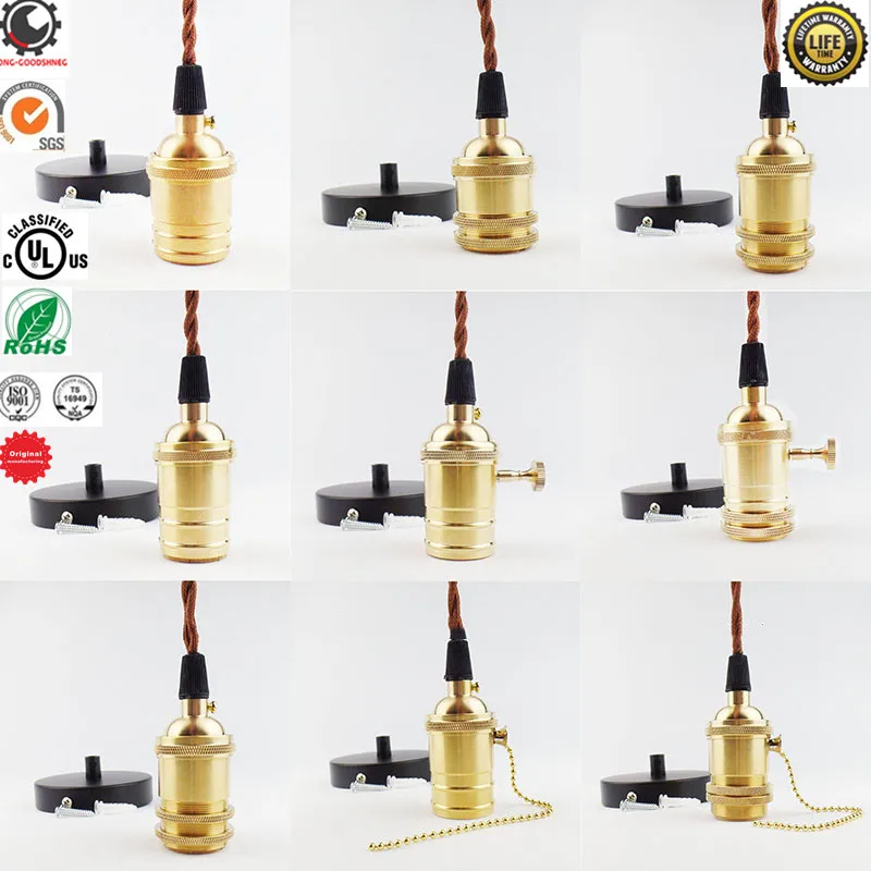 

All copper E27 screw mouth retro lamp head hanging wire model creative restaurant bar wedding DIY hanging pendant lamp accessori