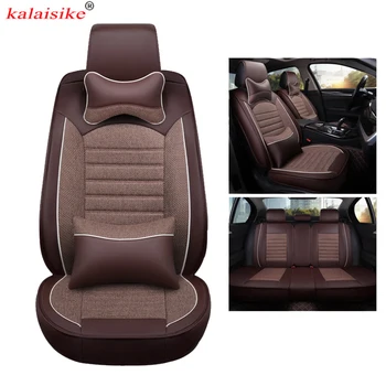 

kalaisike leather plus Flax universal car seat covers for Jeep all models Cherokee compass Renegade Grand Cherokee auto styling