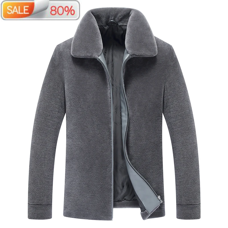 

Real Fur Men Sheep Shearing Autumn Winter Jacket Wool Coat Man Short Jackets Male Overcoat Erkek Mont AA36 B2A49
