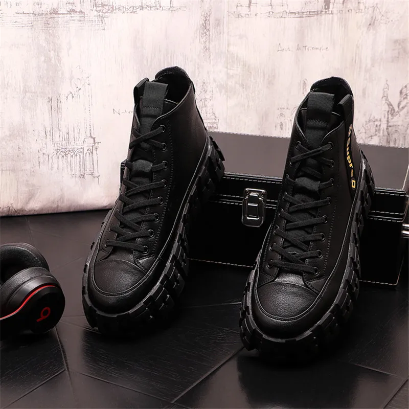 Pu Leather Men Shoes Tide Punk Sneakers Hip Hop Martin Shoes High Tops Trainers Loafers Ankle Boots Zapatillas Hombre