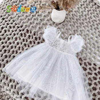 

Sodawn Girls Dress Summer 2020 New Sweet Sequins Off Shoulder Sleeve Princess Dress Birthday Party Toddler Kids Clothes