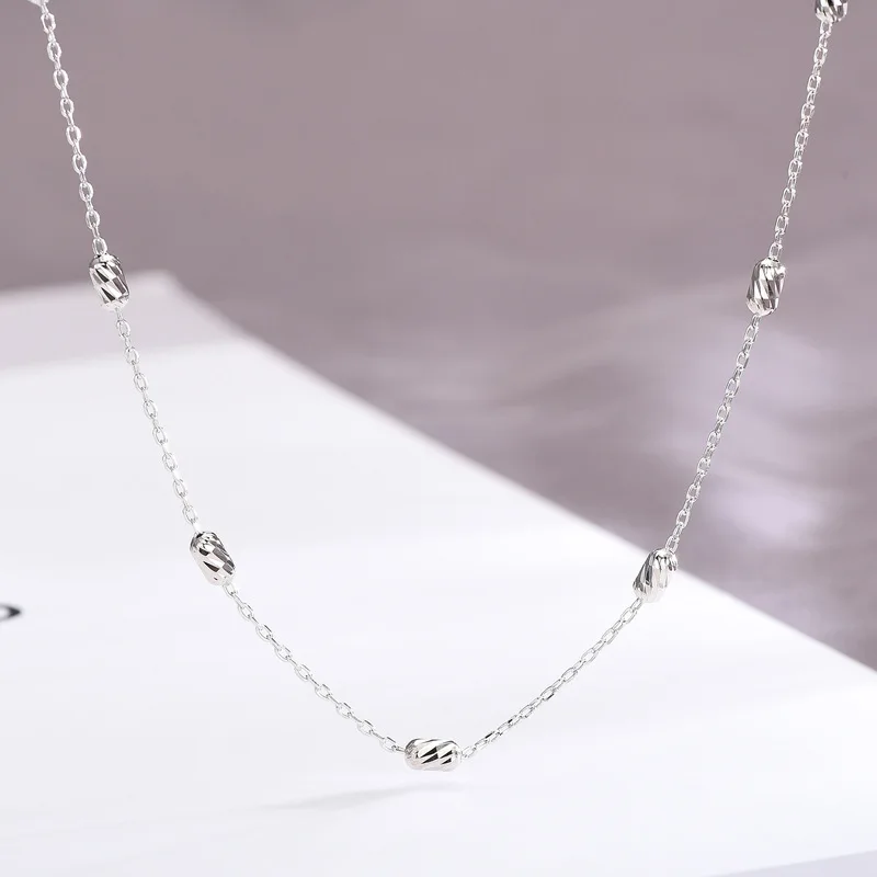 

Xin lai Silver S925 Fine Silver Korean-style Simple Cool INS-Style Mini Necklace Women's Olive Beads Choker