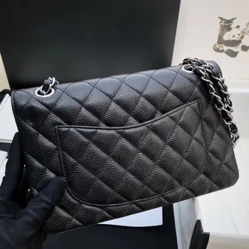 

Women's Luxury Designer Fashion Diamond Lattice Shoulder Bag Gold/Silver Chain Flap Crossbody Bag Handbag Office Daily Black