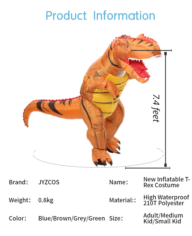 JYZCOS надувной костюм динозавра T REX костюмы наездника Пурима карнавальный костюм на Хэллоуин для мужчин, женщин и детей