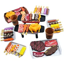 

Kids Simulation Food Pretend Bbq Toys Miniature Fried Chicken Steak Meatball Barbecue Set Simulation Food Cooking Play House Toy