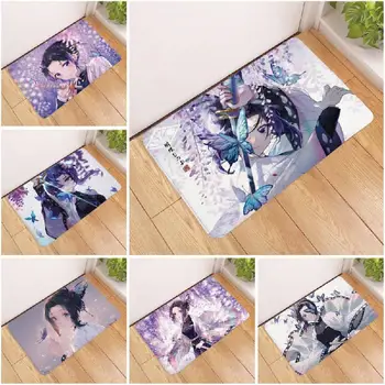 

Devil's Blade Kochou Shinobu Home Door Mat Demon Slayer Kimetsu No Yaiba Nezuko Cartoon Carpet Bath Kitchen Entrance Floor Mat