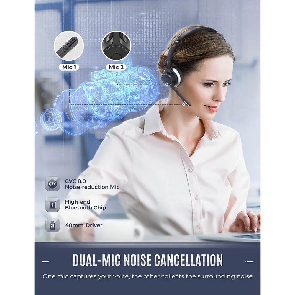 Mpow HC5 Bluetooth гарнитура с USB адаптером 5 0 Беспроводные наушники шумоподавлением