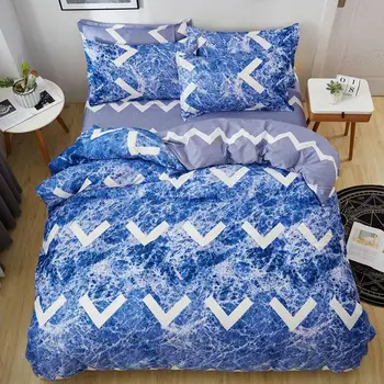 

63 Nordic Fashion Bedding Set Striped Plaid Bedding 3/4pcs Bed Linens AB Side Duvet Cover Flat Bed Sheet Bed Cover Pillowcase