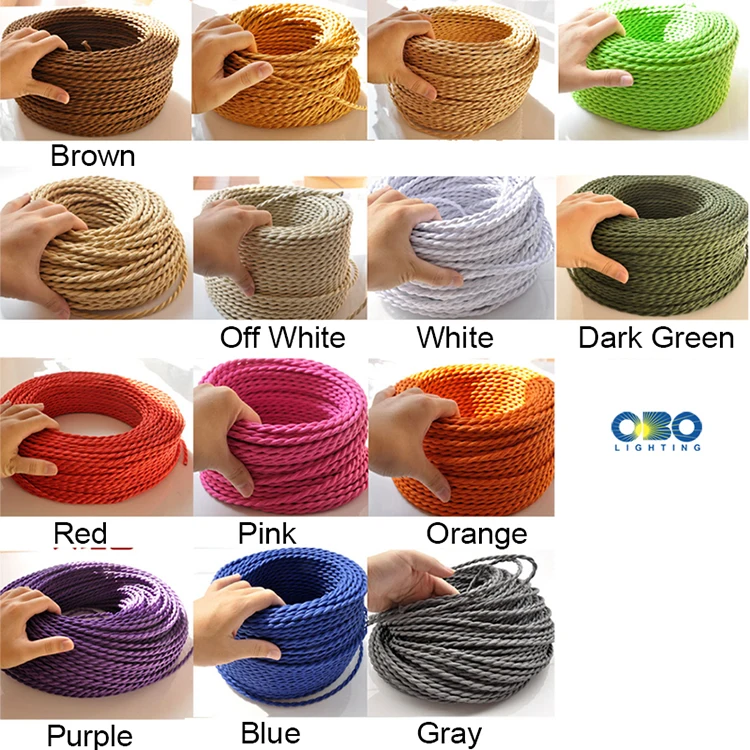 Fio elétrico vintage para lâmpada, 2 núcleos,