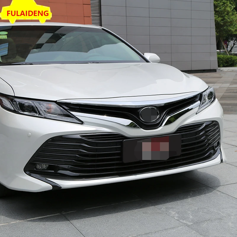 2 шт. для Toyota Camry- L LE XLE углеродное волокно ABS хром передняя крышка обрамление чехла капота аксессуары для стайлинга автомобилей