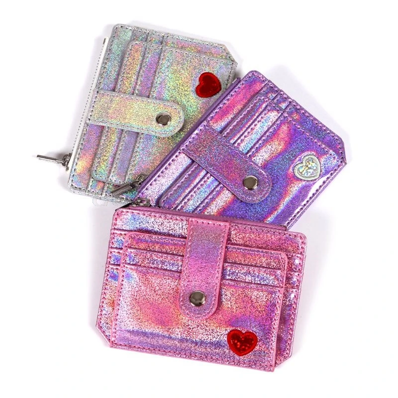 

New Fashion Wallet Slim Money Credit Card Holder ID Business Women Laser Shining PU Leather Purse Case