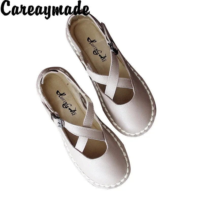Careaymade-New summer original art retro shoes Genuine leather shoes, leather straps cross Sen handmade shoes