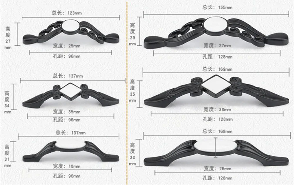Керамическая ручка американская дверная ручка для шкафа Ретро кухонная дверь шкафа аппаратная креативная ручка Европейская ручка для ящика черная