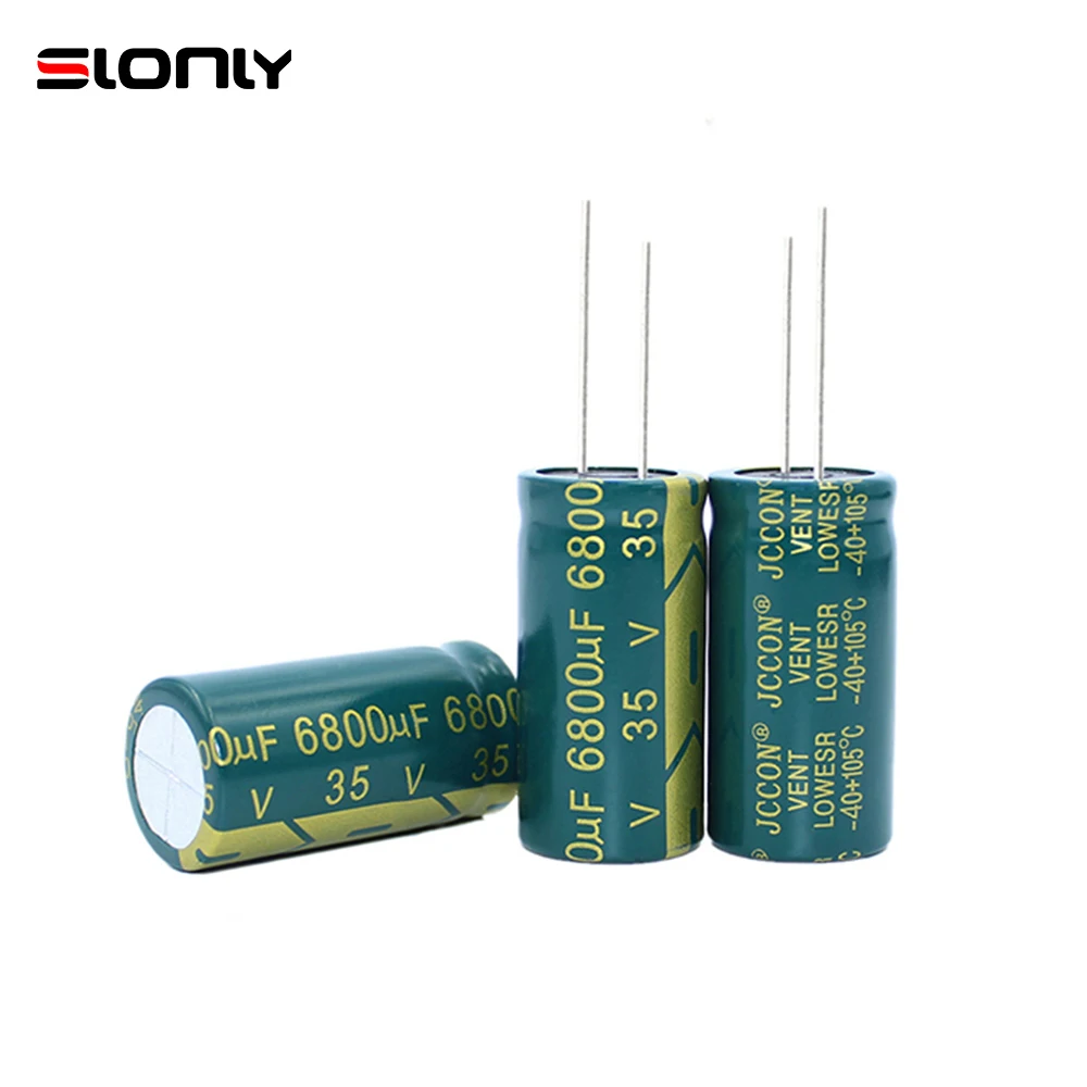 2pcs 18x35mm 6800uF 35V JCCON Pitch 7.5mm Green Gold Audio Amplifier High Frequency Low Resistance Capacitors