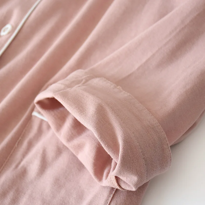 Spring and autumn style 100% cotton couple pajamas suit men's long-sleeved trousers ladies knitted cotton plus size home service