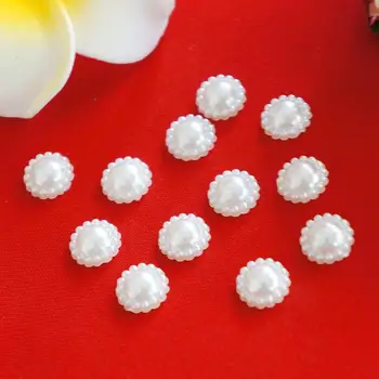 

Decorative Pearls 11mm 100 High Quality Environmentally Friendly Imitation Pearls Half-faced Sun Flower Patch Straw Hat Beads