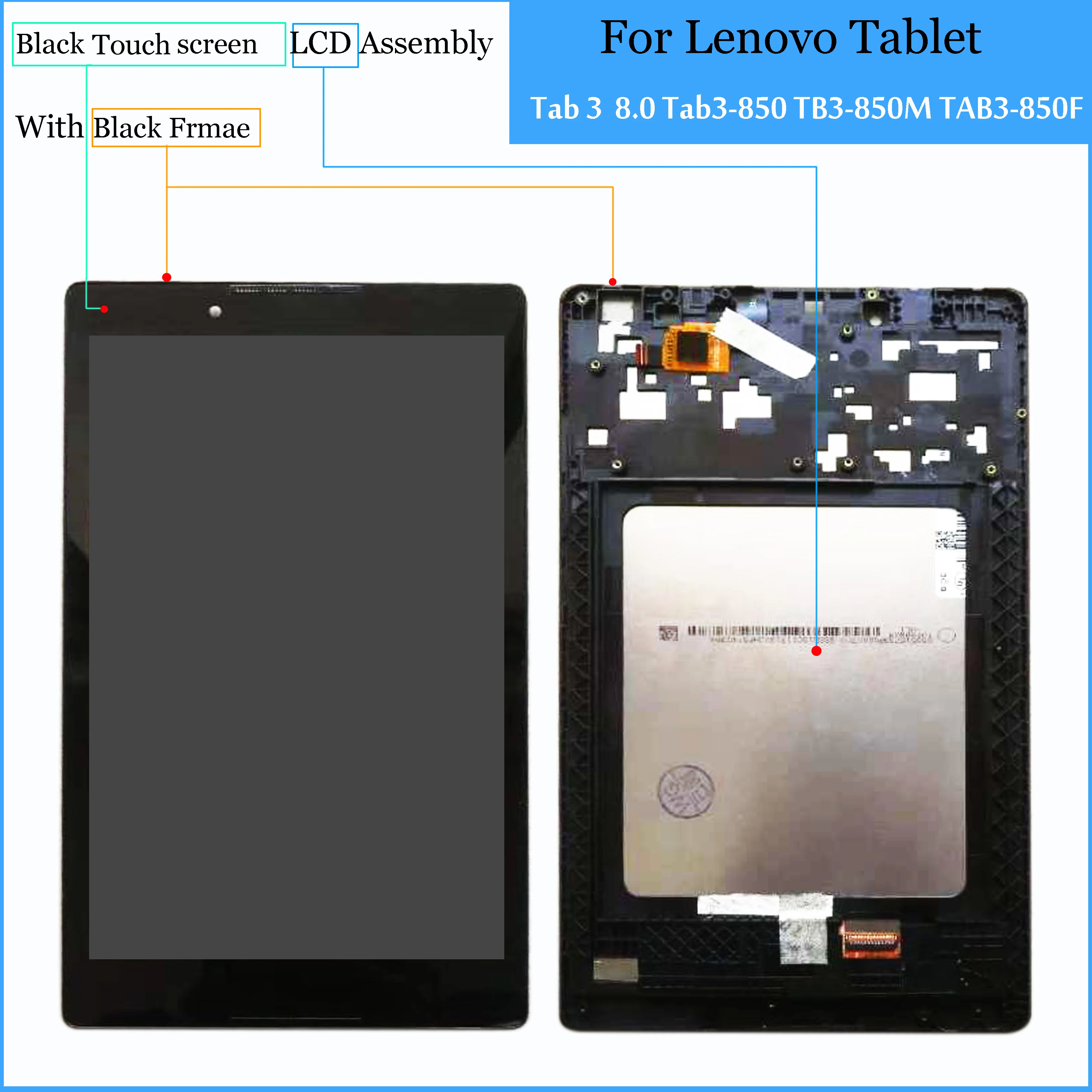 8 inch Touch Screen glass LCD Display panel digitizer assembly For Lenovo Tab 3 TAB3 8.0 Tab3