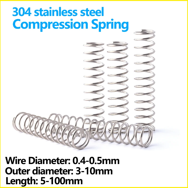 Stainless Steel Compression Spring Wire Diameter 0.4mm 0.5mm Shock Absorbing Return Spring Damping Pressure Spring Custom