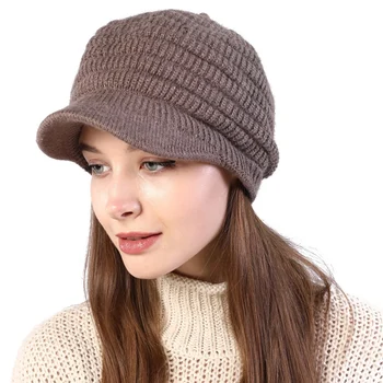 

Fashion Women Winter Knitted Hat Beanie Girls Bonnet Warm Rabbit fur Peaked Cap