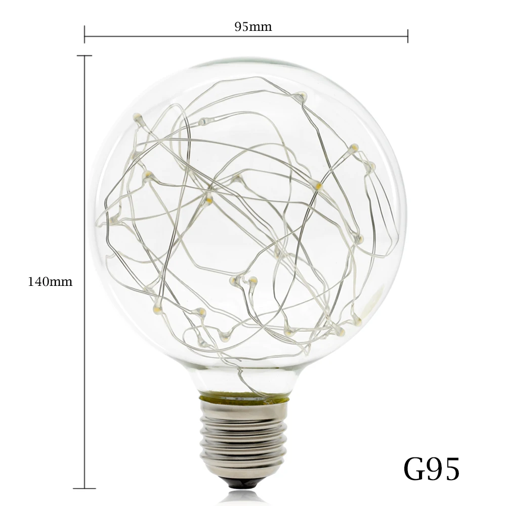 E27, креативный светильник Эдисона, лампа 220 В, красочные мигающие декоративные лампы, медный провод, светильник, s лампочка для рождественского декора - Испускаемый цвет: G95