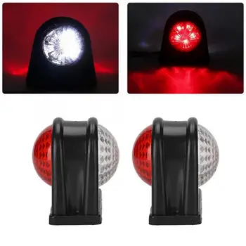 

2 pcs LED 10-30V Red White Car Truck Round Side Marker Light Indicator Lamps for Trailer Lorry