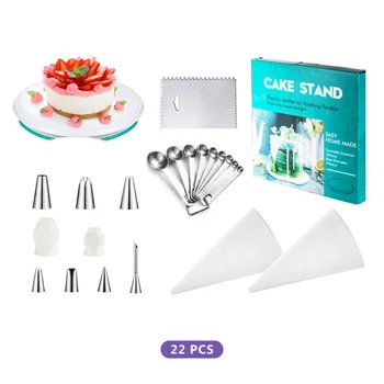 

22 pcs Cake Turntable Decorative Set Decorating Nozzle Set Baking Suit Spot Pastry Nozzle Set
