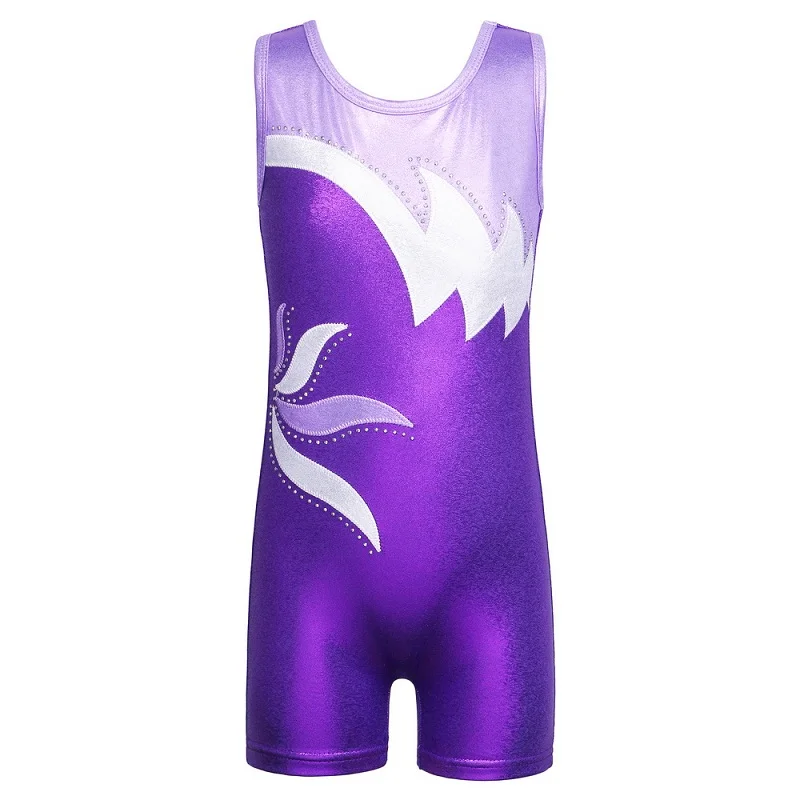BAOHULU/балетное трико без рукавов для девочек; Синий купальник со снежинками для гимнастики; детский спортивный костюм для выступлений - Цвет: B154 Purple