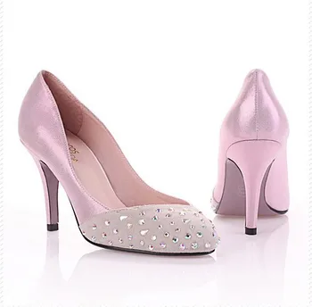 

2020 Pointed Toe Stiletto Heel Dress Shoes Rhinestone Offic Lady's High Heel Shoes Wedding Bridal Shoes Pumps Plus Size34-43