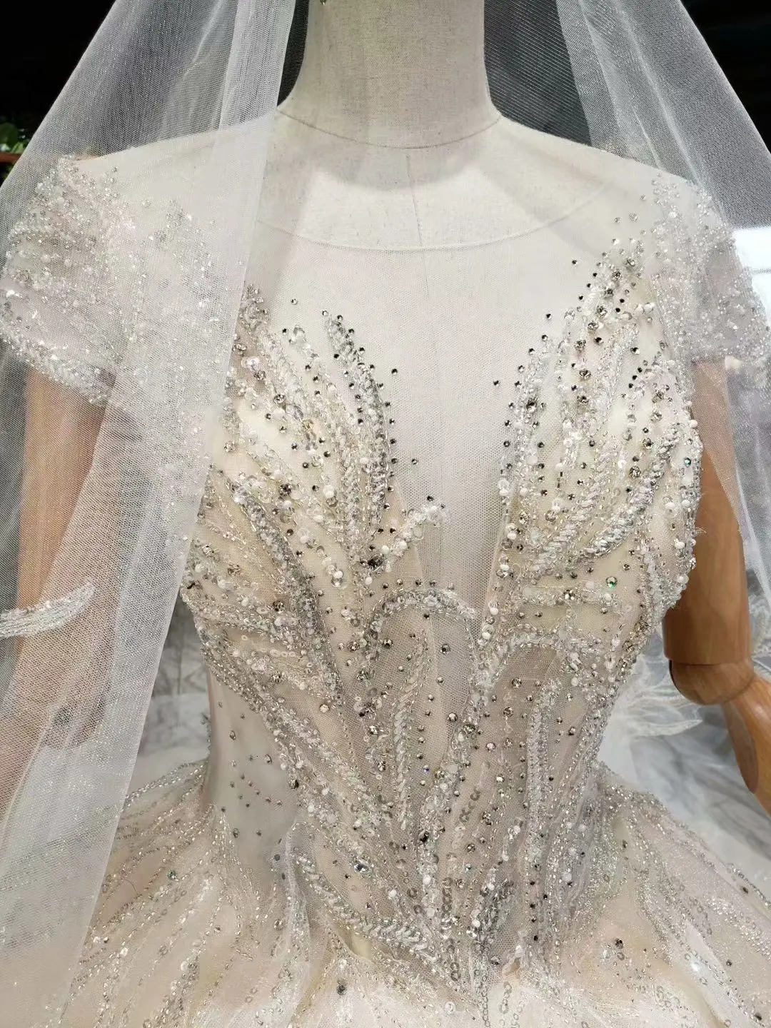 Vestidos De Novia Brautkleid бальное платье цвета слоновой кости, свадебное платье с круглым вырезом и рукавом со стразами, платья для невесты, Vestidos Novias Boda