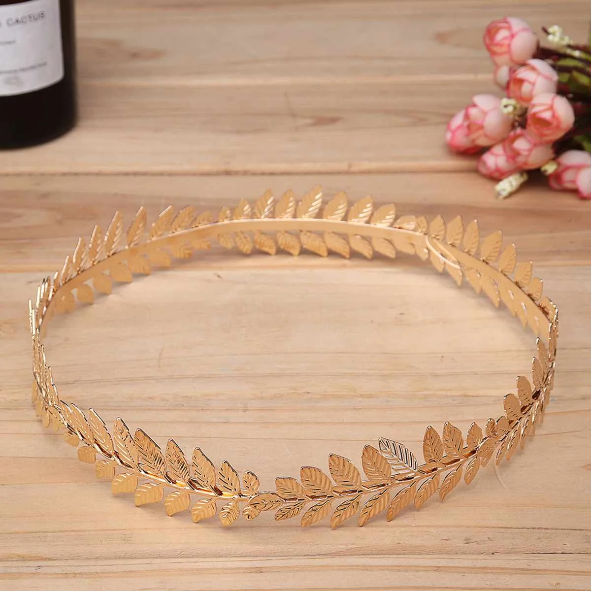 

Bride Wedding Western Hair Accessories Vintage round crown gold leaf headdress leaves Hairband Tiara Headpiece Head Jewelry