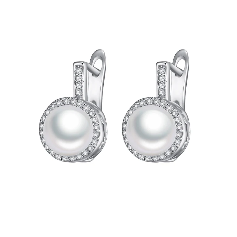 Silver MAIKALE, Классические круглые серьги-гвоздики с жемчугом, золотые, серебряные, кубические циркония, маленькие корейские серьги для женщин, подарок для друзей - Окраска металла: Silver