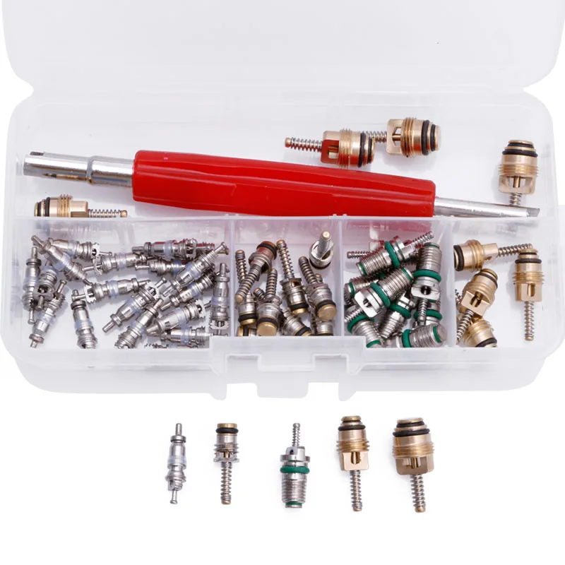 50Pcs A/C Core Valve R12/ R134A Air Conditioning Auto Car Assortment Remover Kit W91F