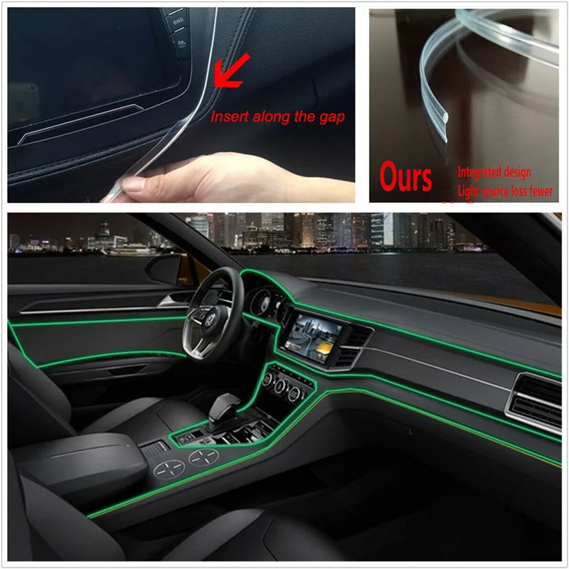 Новые 4 шт. светодиодные RGB ленты окружающего света приложение bluetooth управление для внутреннего оформления автомобиля свет лампы DIY музыка 8 м волоконно-оптический ремешок
