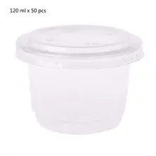 50 шт одноразовые чашки набор 120 мл соус горшок рифленый контейнер Jello Shot чашка для хранения слизи с крышкой для кетчупа 72XF
