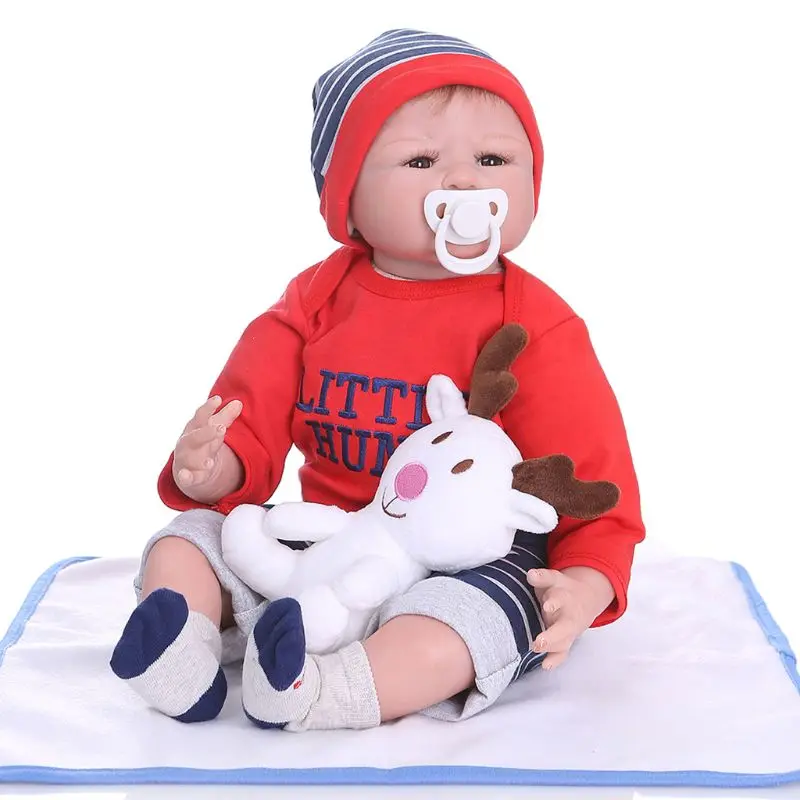 

55cm Reborn Doll Realistic Soft Silicone Vinyl Newborn Babies Boy Toy Clothes Mat Lifelike Handmade Gift