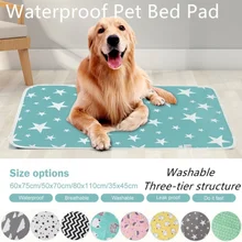 

Waterproof Pet Bed Pad Breathable Dog Puppy Pee Pads Washable Reusable Cotton Mat Cushion Pet Supplies