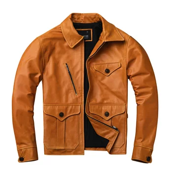 

Seveyfan Men's Vintage Real Leather Jacket Slim Motorcycle Biker Genuine Sheepskin Leather Jacket for Male R3050