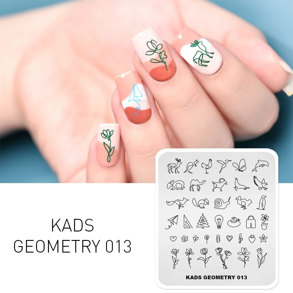KADS стемпинг ногтей природа ногтей штамповки пластины Мода из нержавеющей стали для украшения ногтей стемпинговая пластина - Цвет: Geometry 013