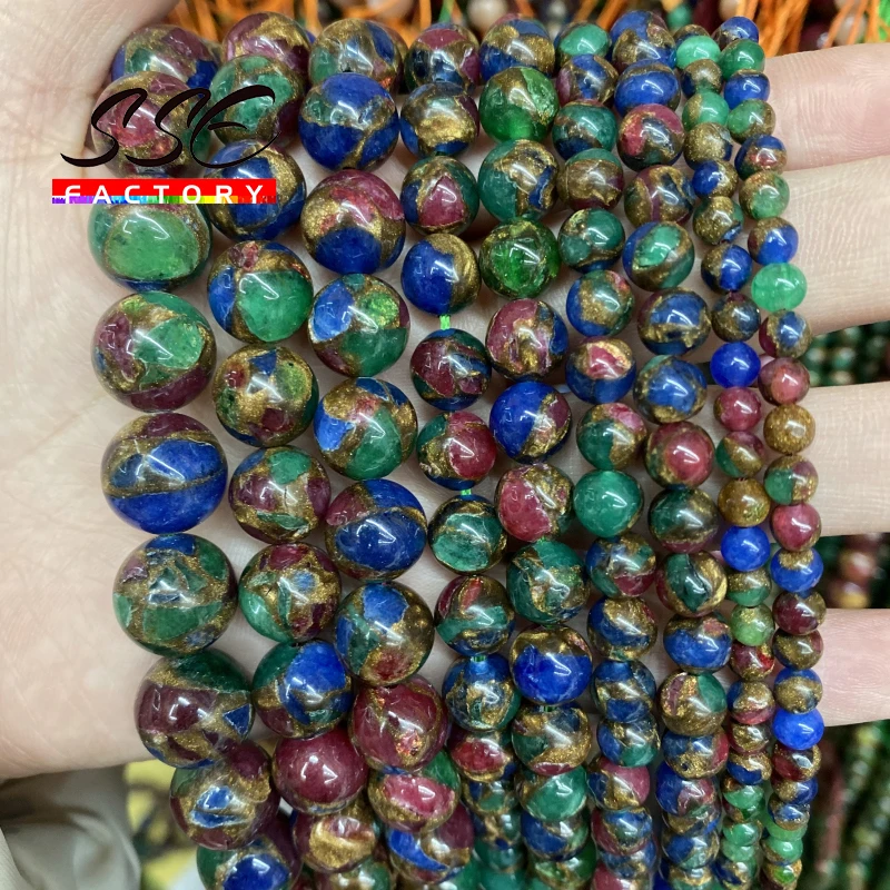 

Natural Mix Color Cloisonne Beads Round Loose Stone Beads For Jewelry Making DIY Bracelet Necklace Accessories 4 6 8 10 12mm 15"