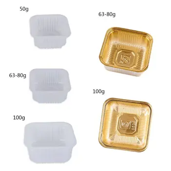 

100pcs 50/63-80/100g Square Moon Cake Tray Mooncake Package Box Container Holder