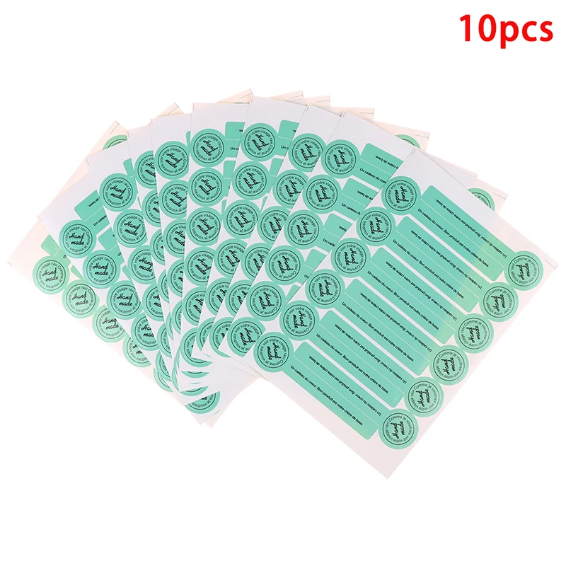 120Pcs adhesive long &quotHAND MADE" green handmade cake jam seal label DIY sticker | Дом и сад