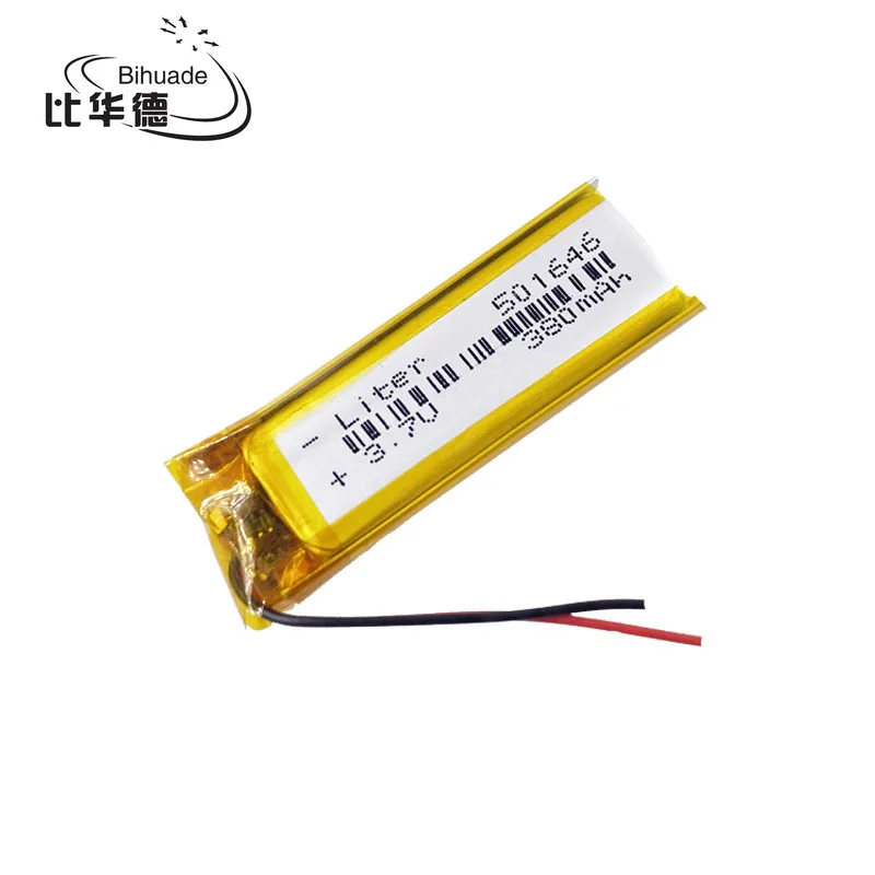 3.7V 380mAh 501646 Lithium Polymer LiPo Rechargeable Battery ion cells For Mp3 Mp4 Mp5 DIY PAD DVD E-book bluetooth headset