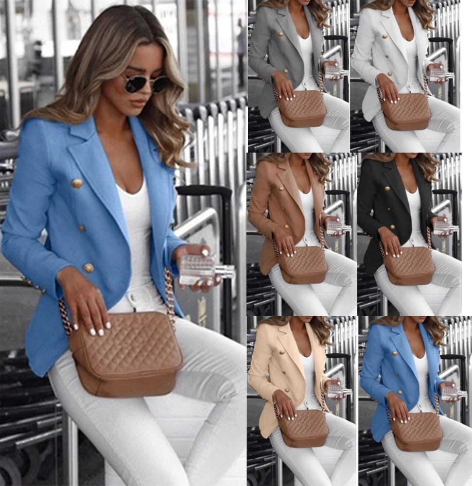 

Women Plus Size Blazer Office Lady Spring Autumn Blazers Fashion Elegant Slim Fit Solid Color Buttons Tops 5XL