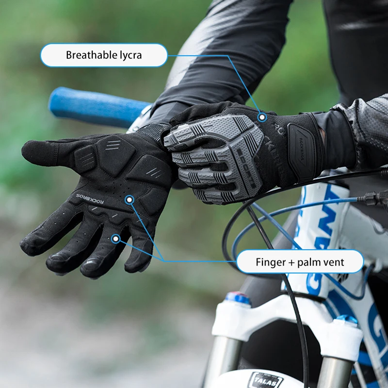 ROCKBROS Bike Gloves MTB Road Autumn Winter Warm Cycling Gloves Screen Touch Full Finger Bicycle Gloves Outdoor Sport Gloves 5