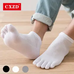CXZD/Хлопковые носки с пятью пальцами, мужские летние ультратонкие сетчатые носки с низким голенищем, мужские носки с коротким носком